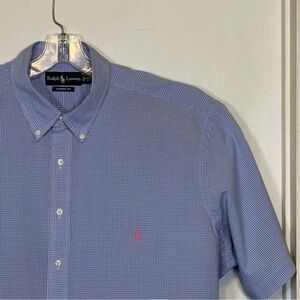 Ralph Lauren Blue and White Checked‎ Men's Shirt 2XLT